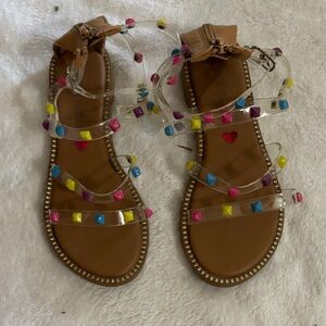Steve Madden Clear Jelly Sandals with Multi-Color Studs